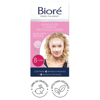 BIORE BANDAS LIMPIEZA PROFUNDA NARIZ/FRENTE 12/8CT