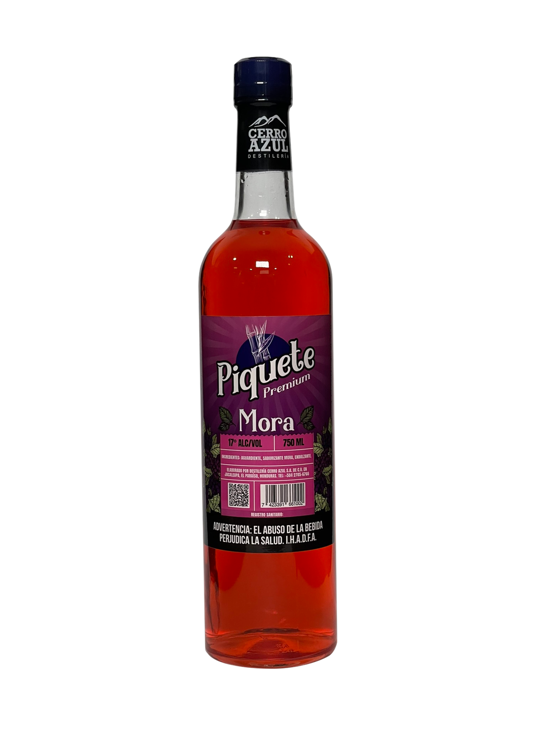PIQUETE AGUARDIENTE PREMIUM MORA 17º 12/750 ML