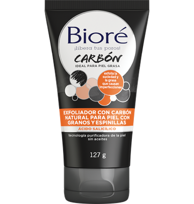 BIORE EXFOLIADOR CON CARBON NATURAL PARA PIEL CON GRANOS Y ESPINILLAS 127 G