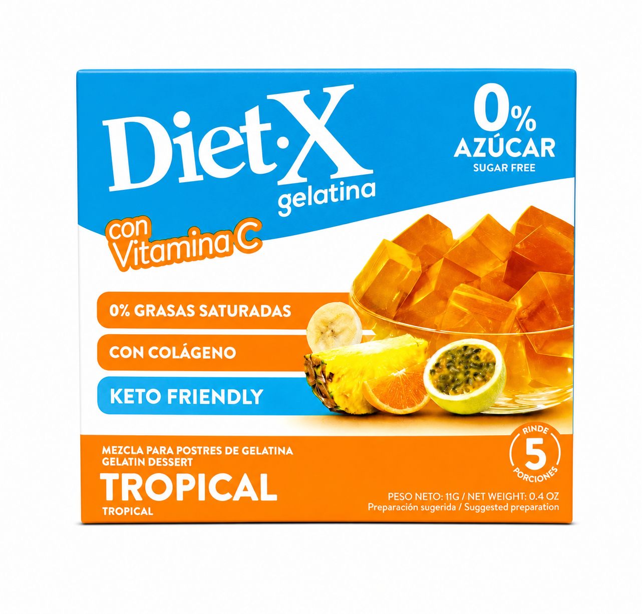 DIET- X GELATINA SABOR TROPICAL 48/11 GRS