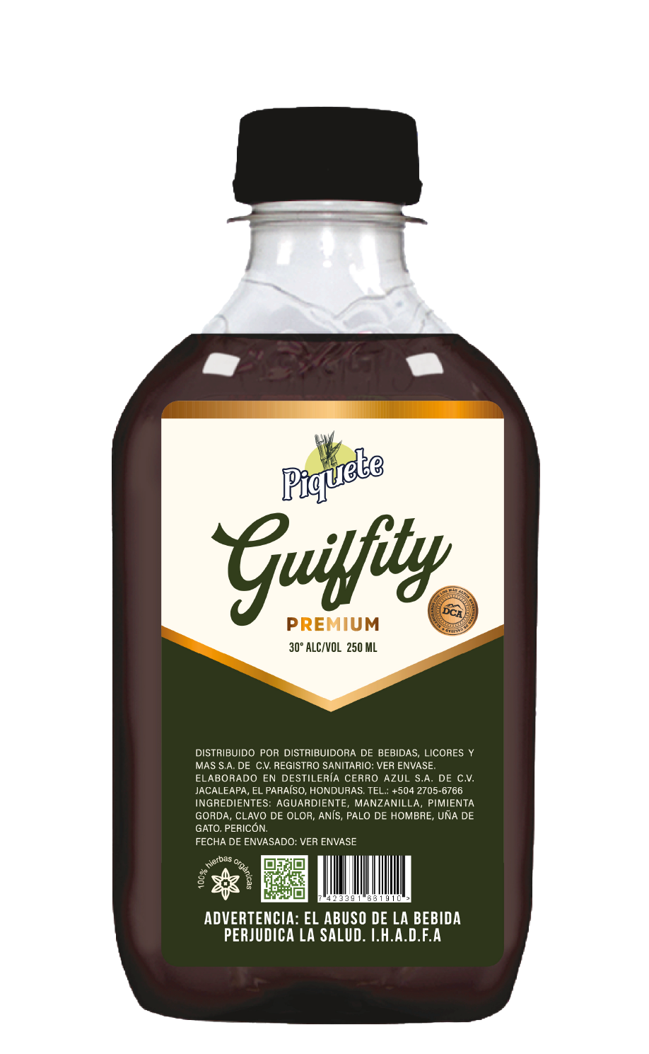 PIQUETE AGUARDIENTE GUIFFITY 30° 24/250 ML