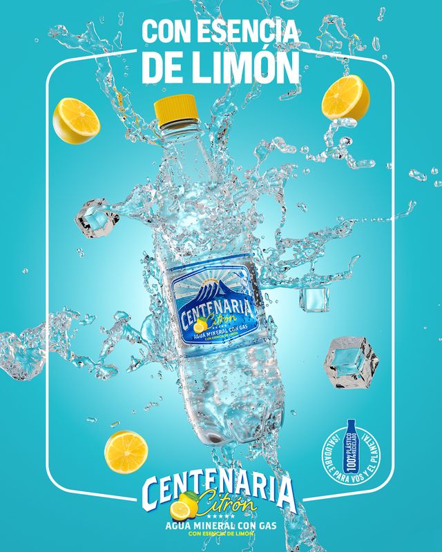 CENTENARIA CITRON AGUA MINERAL CON GAS 12/500 ML