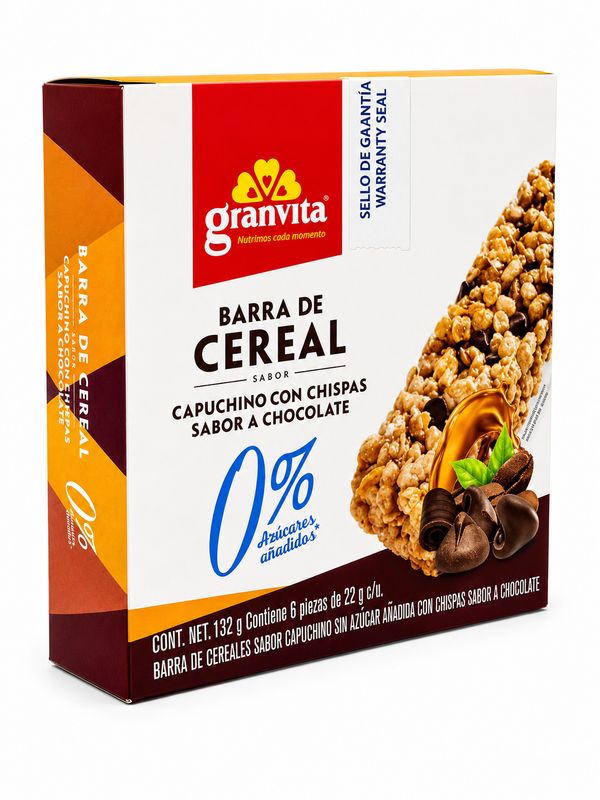 GRANVITA BARRA DE CEREAL CAPUCHINO CON CHISPAS SABOR A CHOCOLATE 12/132G