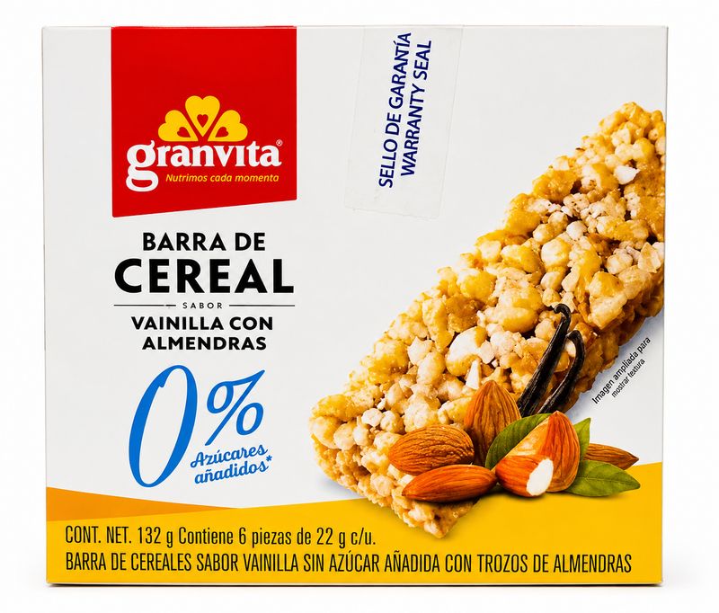 GRANVITA BARRA DE CEREAL SABOR VAINILLA CON TROZOS DE ALMENDRAS 12/132G