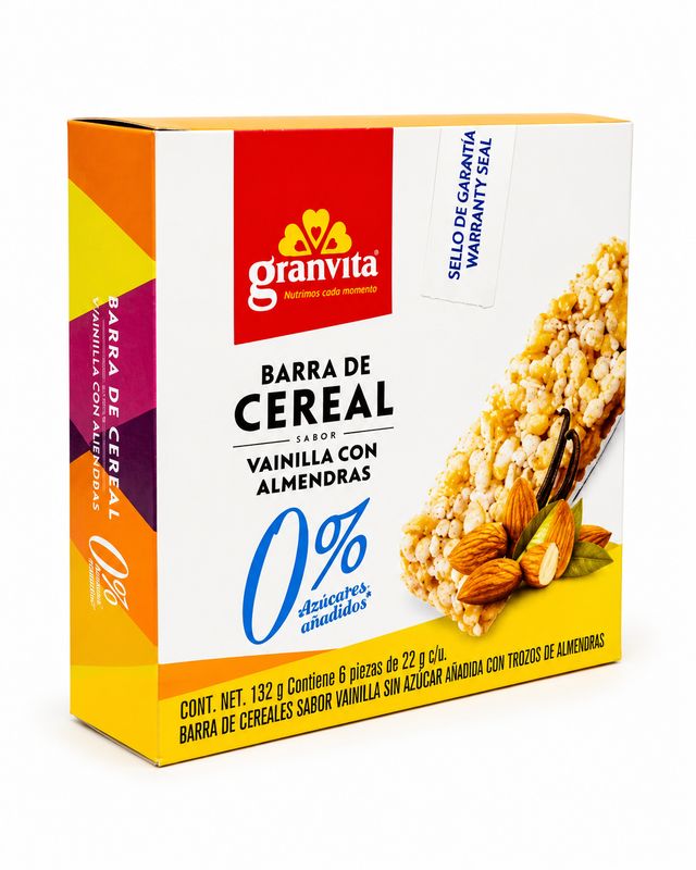 GRANVITA BARRA DE CEREAL SABOR VAINILLA CON TROZOS DE ALMENDRAS 12/132G