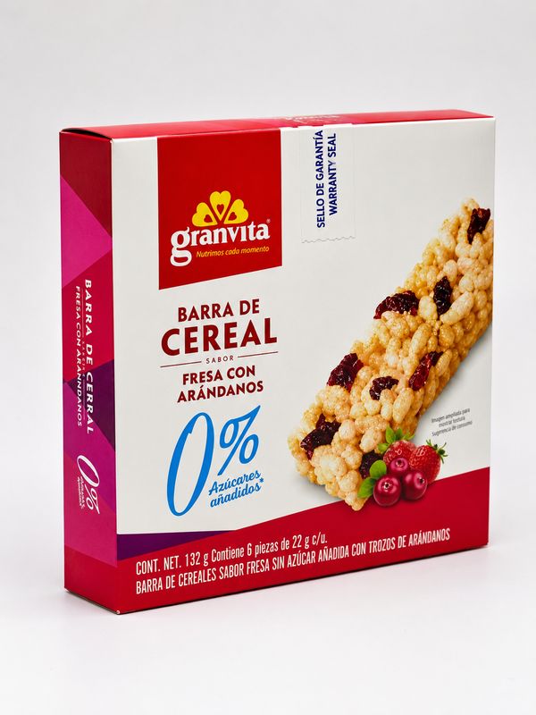 GRANVITA BARRA DE CEREAL DE FRESA CON TROZOS DE ARANDANOS 12/132G