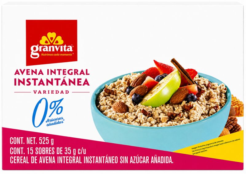 GRANVITA AVENA INTEGRAL INST. VARIEDAD MANZANA CON CANELA 15/8/35G