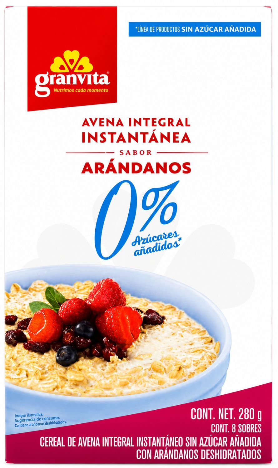 GRANVITA AVENA INTEGRAL INST. SABOR ARANDANOS 0% 12/280G