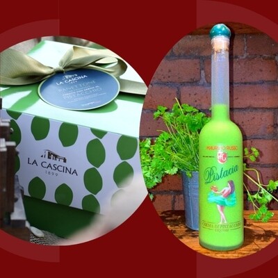 Gift Set of Pistachio Artisan Panettone and Pistachio Cream Liquor