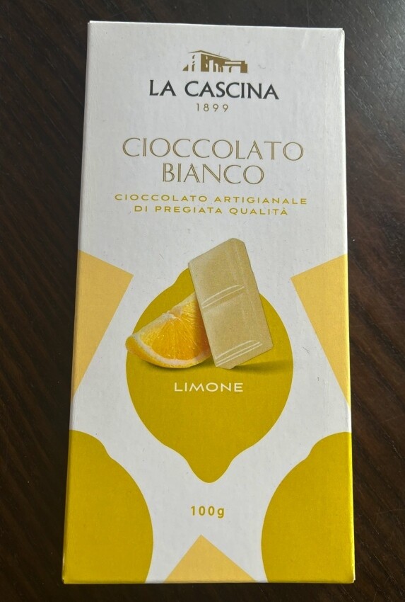 Lemon flavoured white chocolate bar 100g
