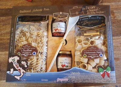 Italian Pasta, Tomato Sauce, and Wooden Spoon Gift Set