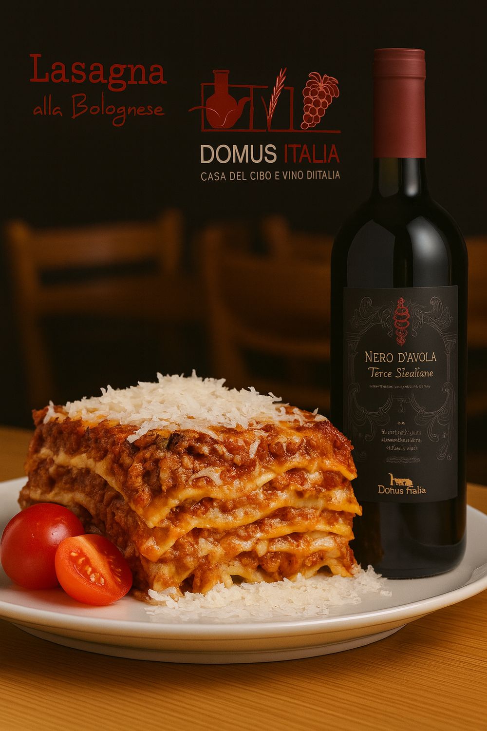 Casa Italia Beef Lasagne for 2 People with a Bottle of Red Wine