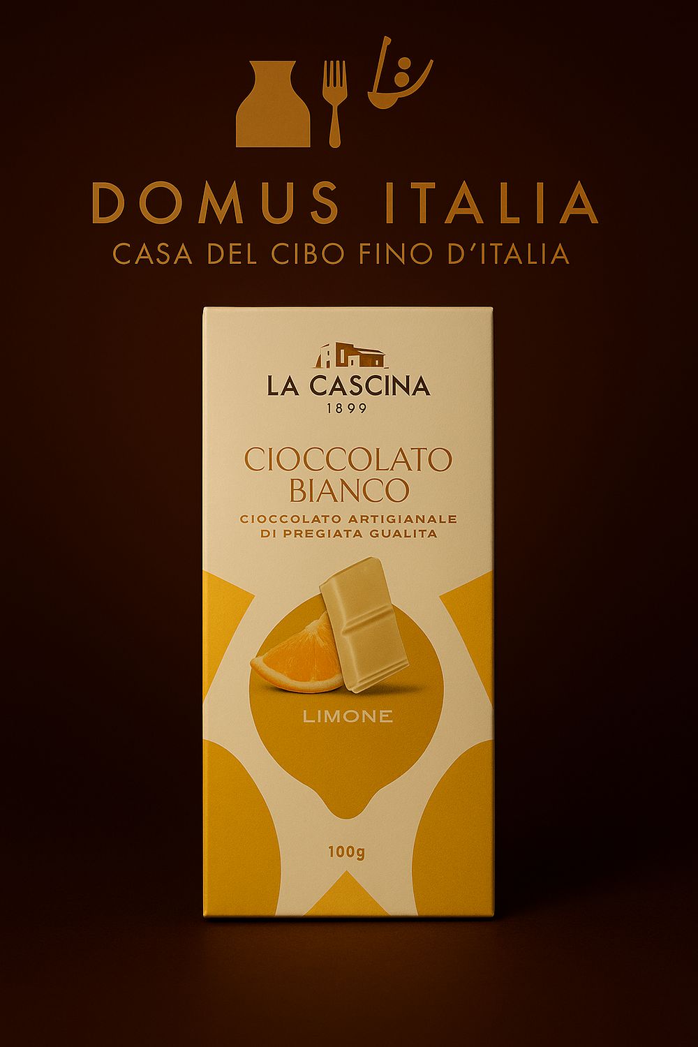 Lemon flavoured white chocolate bar 100g