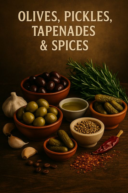 OLIVES, PICKLES, TAPENADES & SPICES
