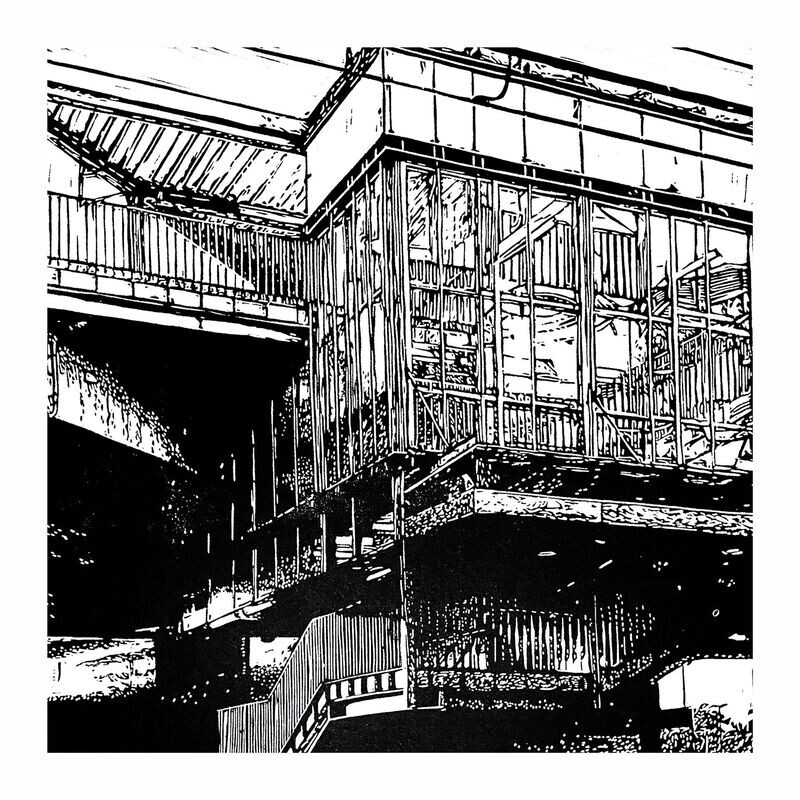 Berlin Südkreuz, Linoldruck 50x50 cm
