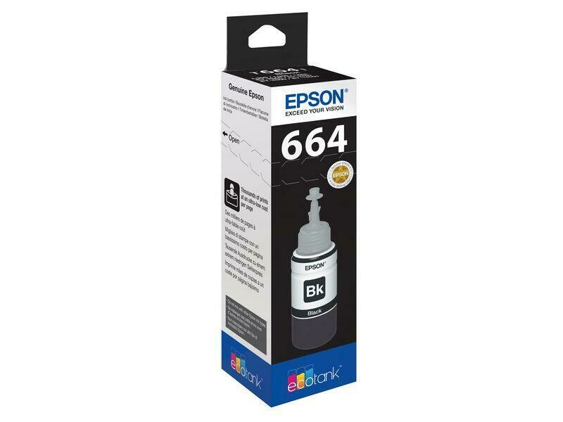 BOTELLA INYECCION ORIGINAL EPSON T6641 NEGRO ECOTANK 50ML