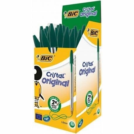 CAJA BOLIGRAFOS BIC CRISTAL VERDE 50 UNIDADES