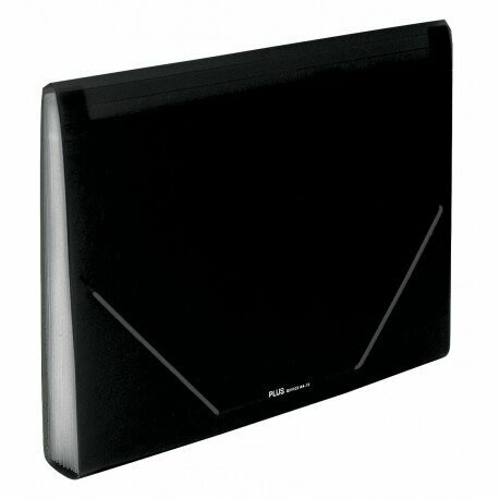 CARPETA CLASIFICADORA  PLUS PP 12 DEP. GOMA OPACA NEGRA