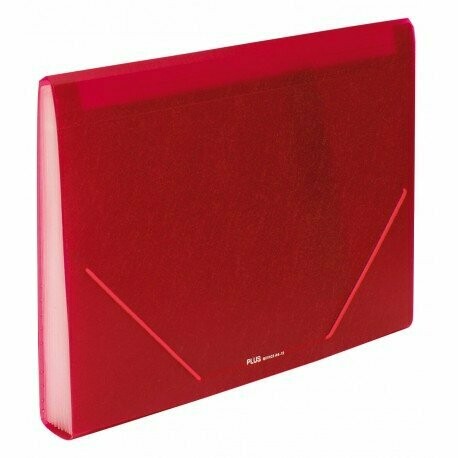 CARPETA CLASIFICADORA PLUS PP 12 DEP. GOMA OPACO ROJO