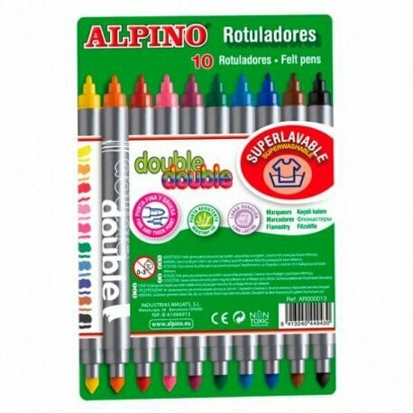 ROTULADOR 2 PUNTAS ALPINO 10 COLORES