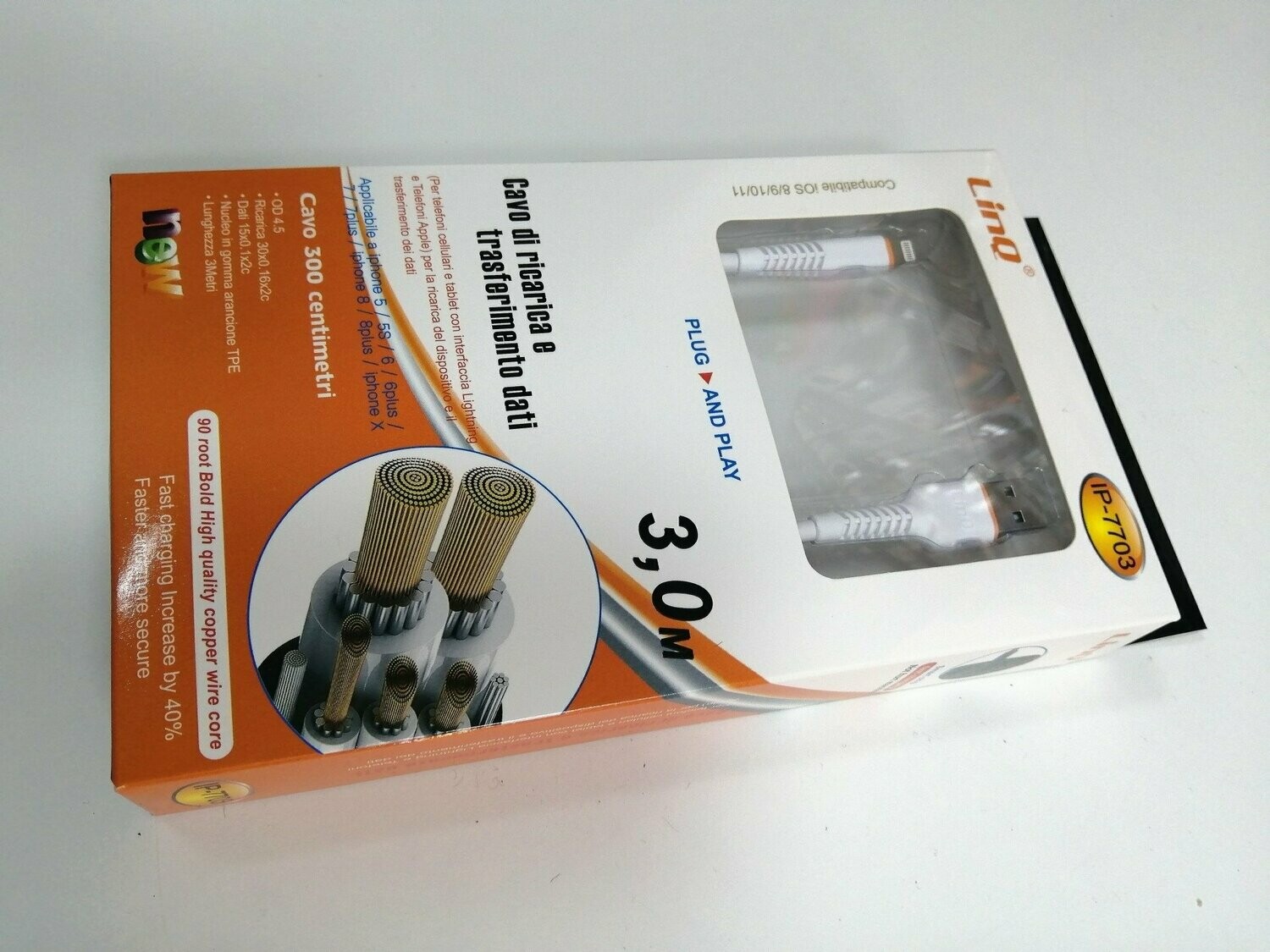 CABLE DE RECARGA YDATO IPHONE 3M
