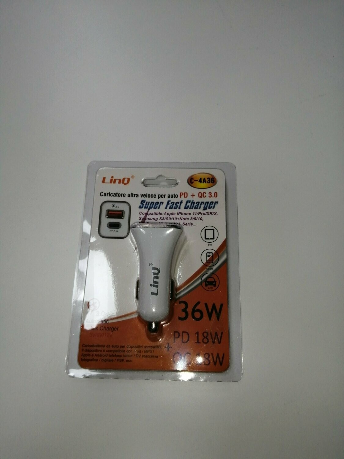 ADAPTADOR RAPIDO PD PARA COCHE 36W