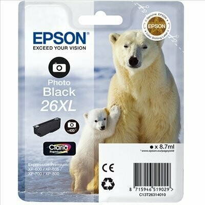 CARTUCHO ORIGINAL EPSON T26XL NEGRO PHOTO