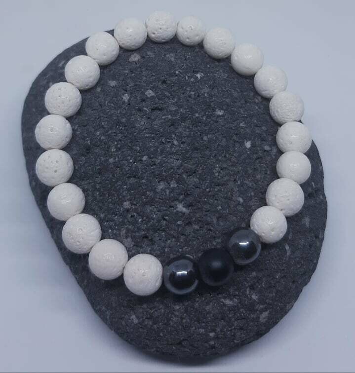 White coral&amp;natural stone hematite