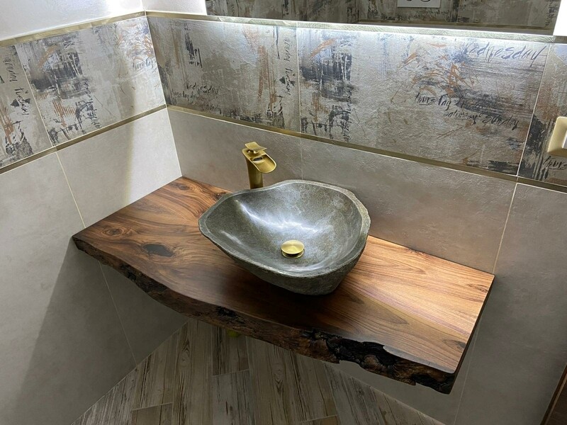 Mensola Sospesa per Lavabo Design in Noce nazionale
