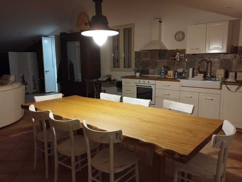 Piano tavolo in legno di rovere