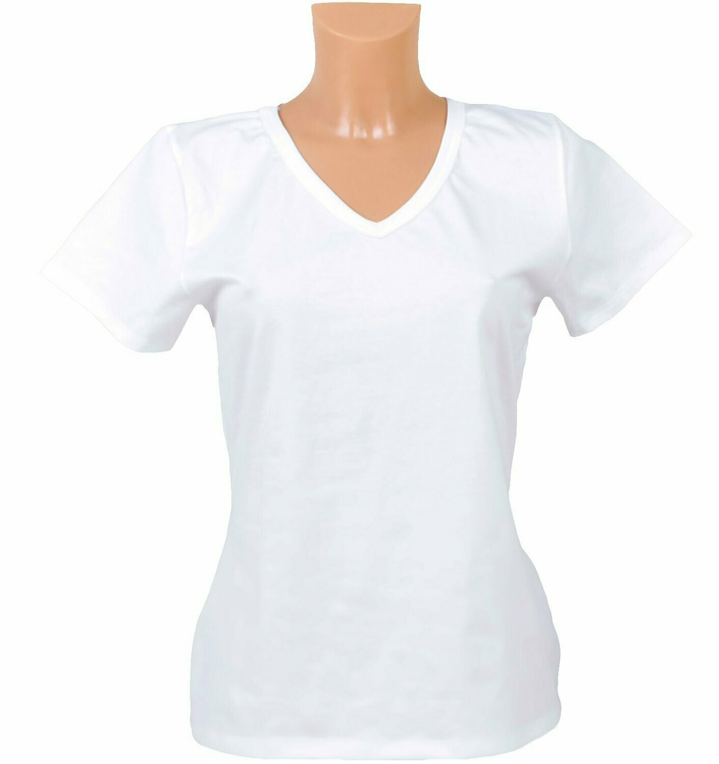 Damen-T-Shirt mit V-Ausschnitt, Farbe: weiß, Größe: S