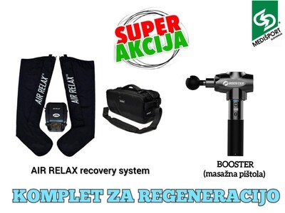 KOMPLET ZA REGENERACIJO: AIR RELAX recovery system + BOOSTER  masažna pištola.