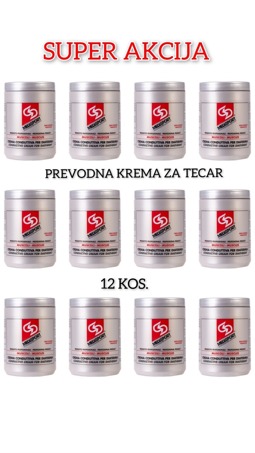 PREVODNA KREMA MEDISPORT ZA " TECAR" - 12 kos. po 1000 ml. + GRATIS PUMPICA ZA DOZIRANJE