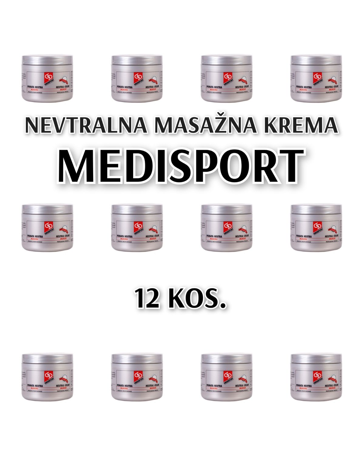 NEVTRALNA MASAŽNA KREMA (12 kos. po 500 ml.) + GRATIS PUMPICA ZA DOZIRANJE