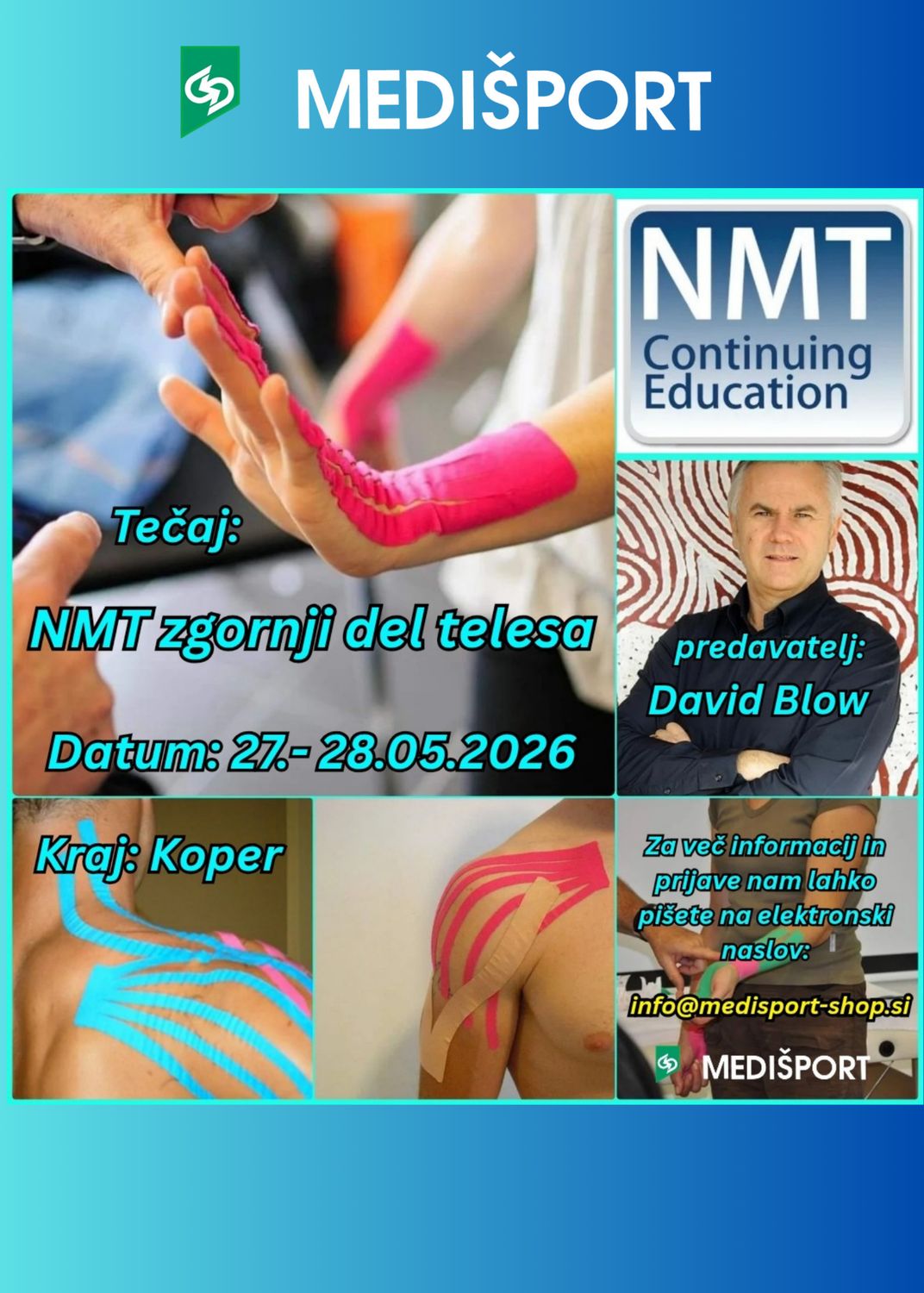 Tečaj NEVRO MIŠIČNI TAPING - NMT zgornji del telesa (27.-28.05.2026, Koper)
