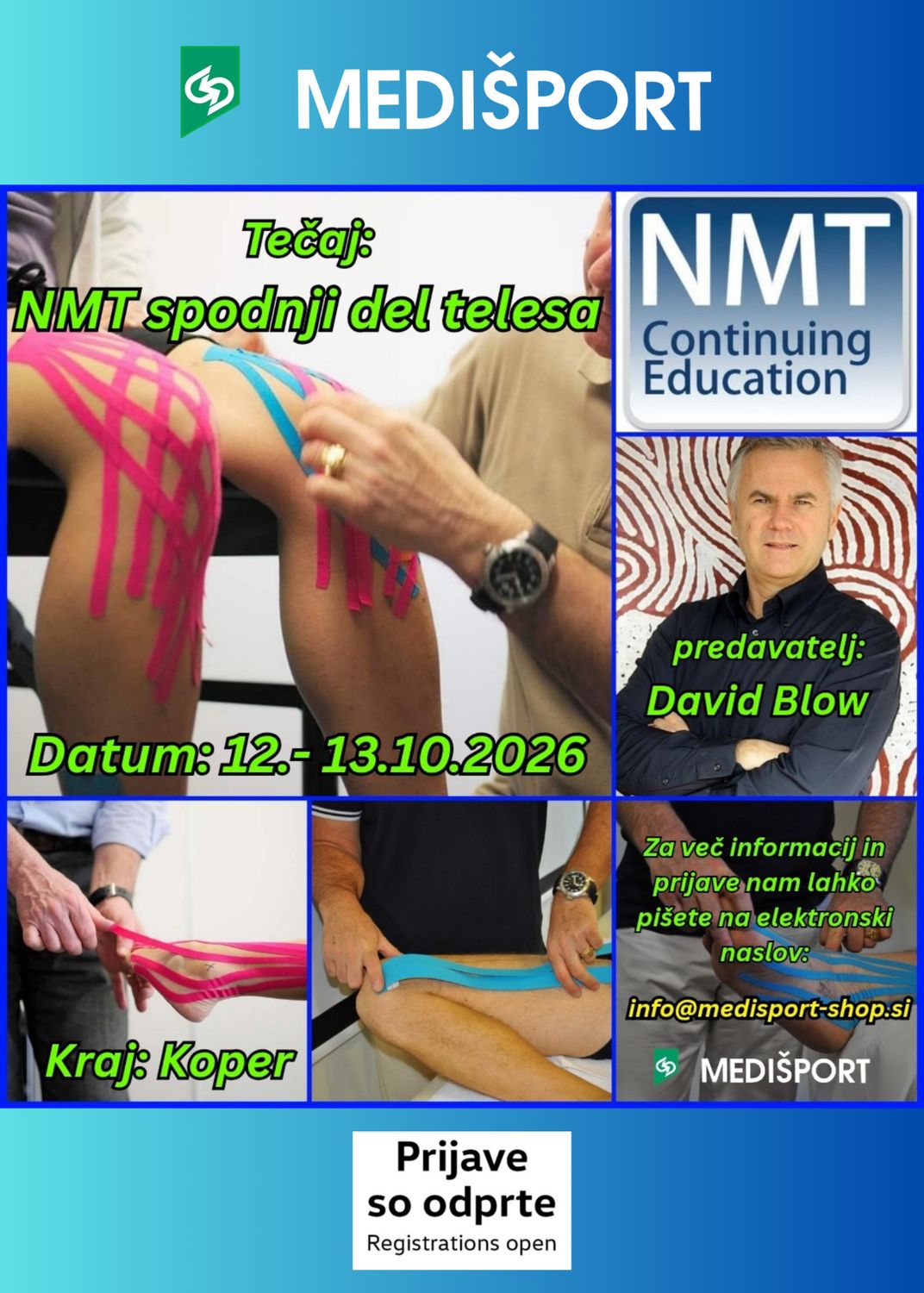 Tečaj: NEVRO MIŠIČNI TAPING-NMT spodnji del telesa (12.-13.10.2026, Koper)