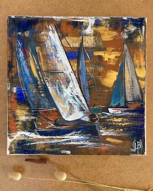 TABLEAU &quot;REGATE D&#39;AUTOMNE&quot;  30X30 - 48/24