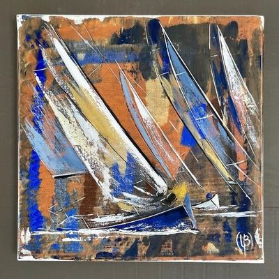 TABLEAU &quot;REGATE D&#39;AUTOMNE&quot; 30X30 - 40/24