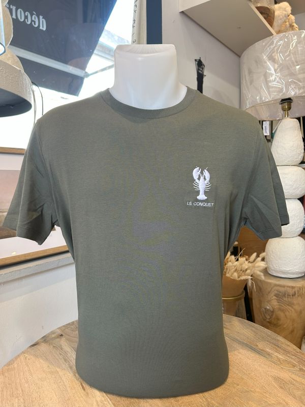T-SHIRT TOM KAKI&quot;HOMARD LE CONQUET&quot;