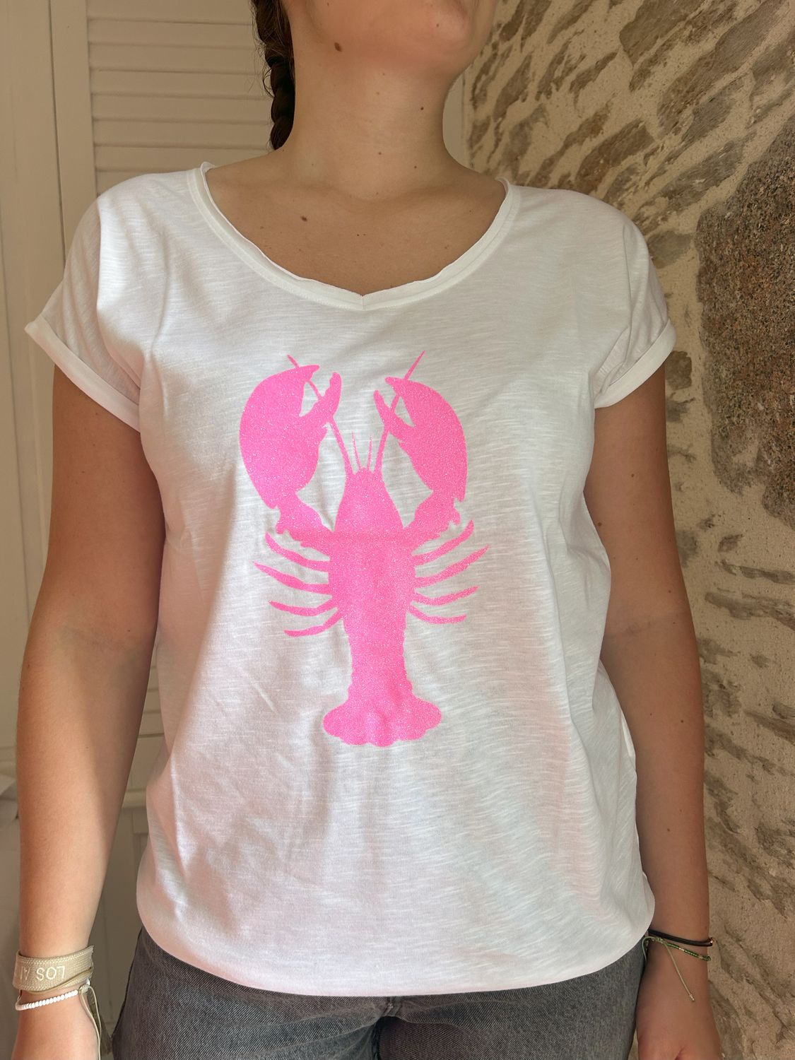 T-SHIRT TAL &quot;HOMARD ROSE&quot;