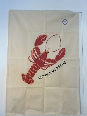 TORCHON HOMARD &quot;RETOUR DE PECHE&quot;