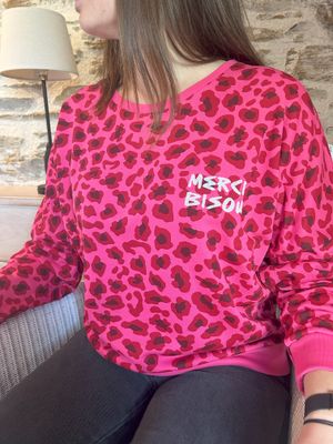 SWEAT SONIA LEO ROSE &quot;MERCI BISOU&quot;