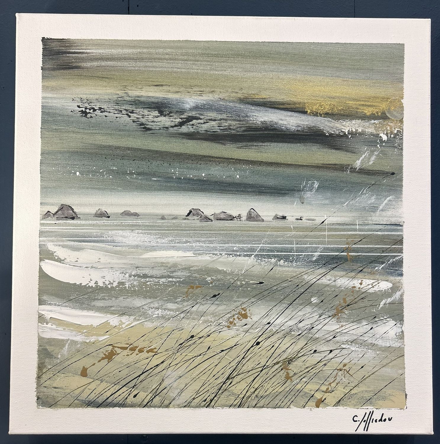 TABLEAU "LES TAS DE POIS" 40X40- 132819 TABLEAU "LES TAS DE POIS" 40X40- 132819