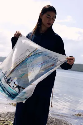 CARRÉ DE SOIE "BELLE PLAISANCE" 65X65