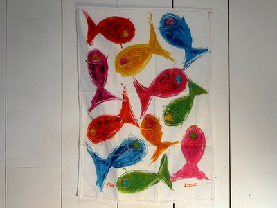 TORCHON "HEUREUX COMME UN POISSON" - FRED