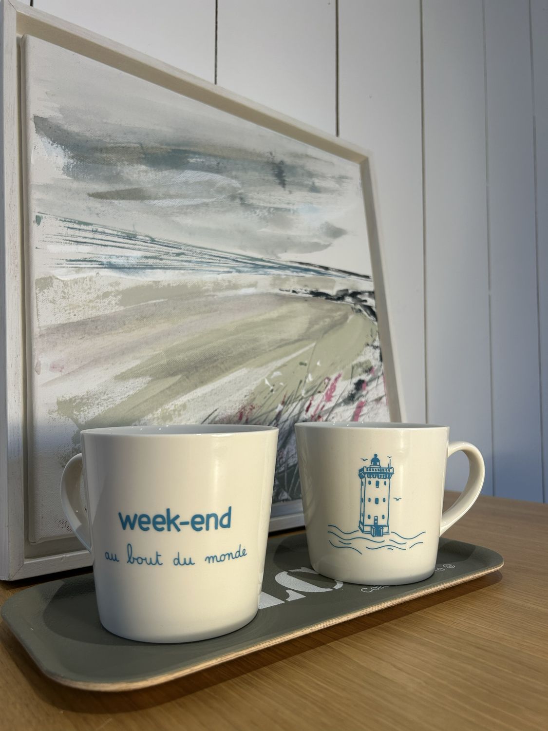 MUG DÉJEUNER "WEEK-END AU BOUT DU MONDE" BLEU CIEL