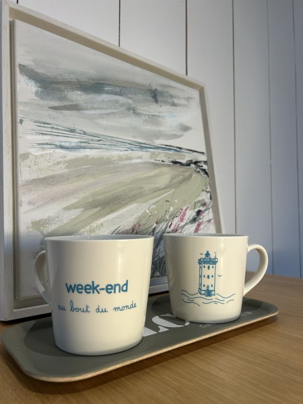 MUG DÉJEUNER "WEEK-END AU BOUT DU MONDE" BLEU CIEL