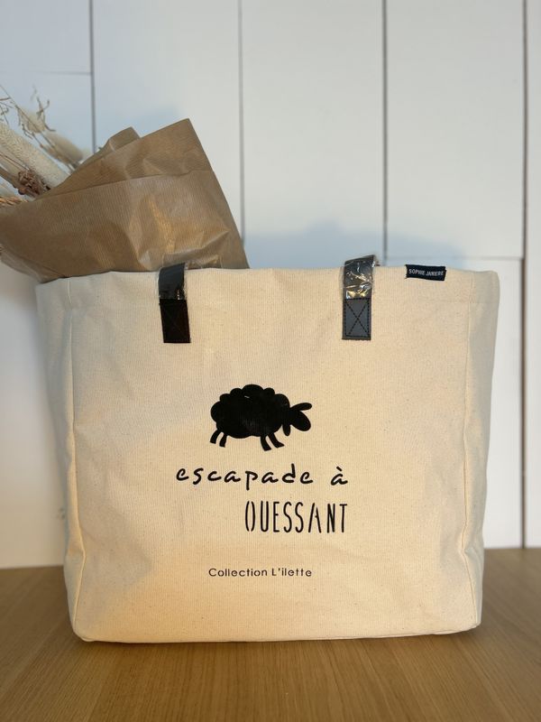 SAC COTON/CUIR PERSONNALISÉ "OUESSANT" SAC COTON/CUIR PERSONNALISÉ "OUESSANT"