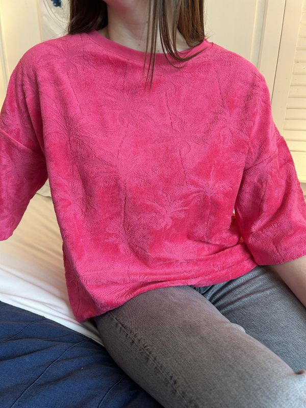 T-SHIRT FEMME ÉPONGE JACQUARD PALMIER