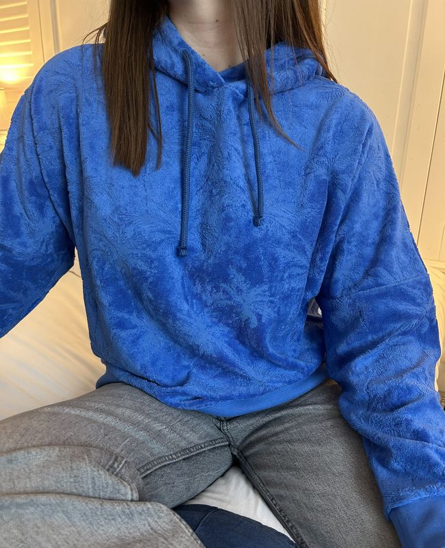 SWEAT CAPUCHE FEMME ÉPONGE JACQUARD PALMIER